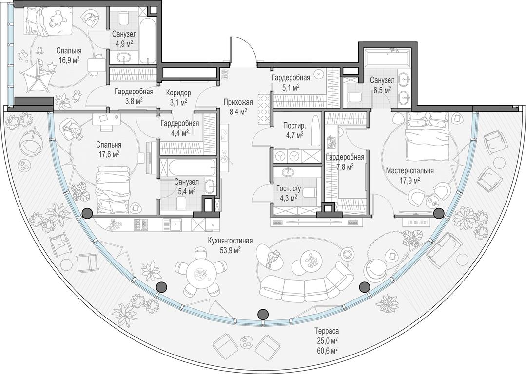 4-BD Apartment Sale, 172.5 sq. m. at Frunzenskaya naberezhnaya, Frunzenskaya Embankment, 30, Moscow, Russia #1