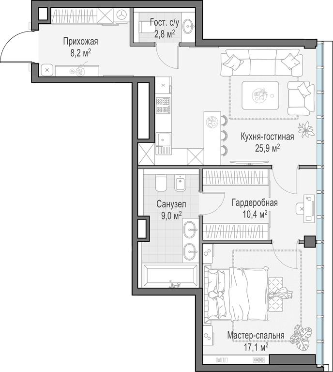 2-BD Apartment Sale, 73.5 sq. m. at Frunzenskaya naberezhnaya, Frunzenskaya Embankment, 30, Moscow, Russia #1 2-BD Apartment Sale, 73.5 sq. m. at Frunzenskaya naberezhnaya, Frunzenskaya Embankment, 30, Moscow, Russia #1