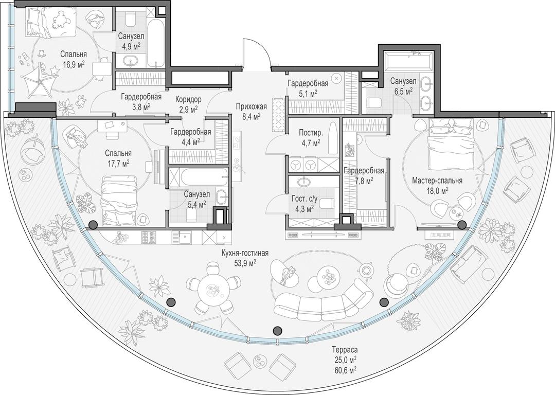4-BD Apartment Sale, 172.7 sq. m. at Frunzenskaya naberezhnaya, Frunzenskaya Embankment, 30, Moscow, Russia #1