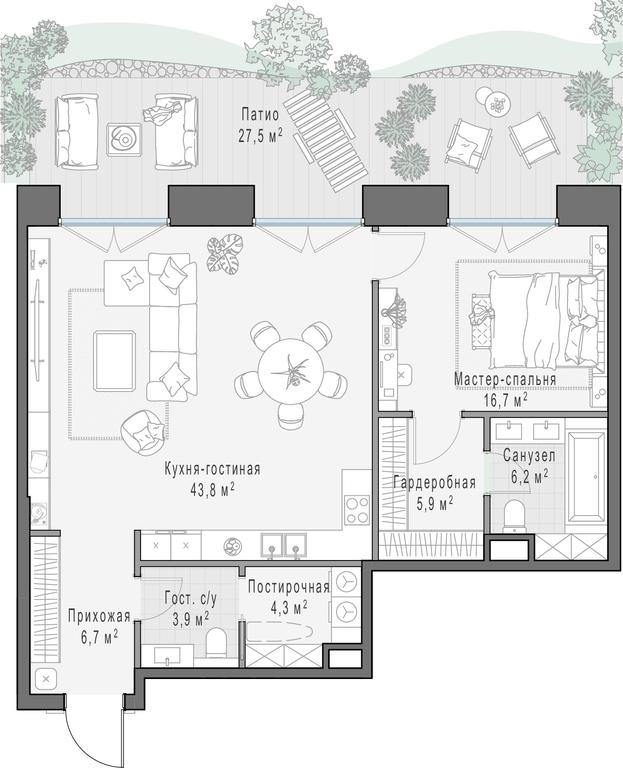 2-BD Apartment Sale, 87.9平方米 at Frunzenskaya naberezhnaya, Frunzenskaya Embankment, 30, Moscow, Russia #1