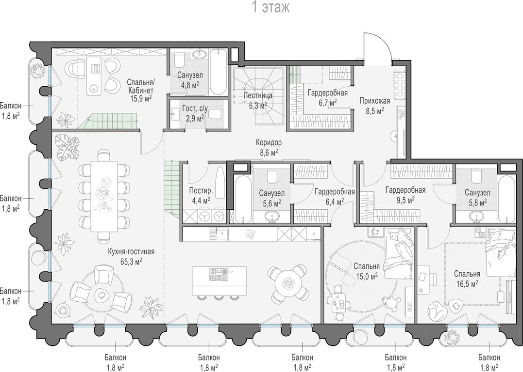 4-BD Apartment Sale, 261 sq. m. at Frunzenskaya naberezhnaya, Frunzenskaya Embankment, 30, Moscow, Russia #1
