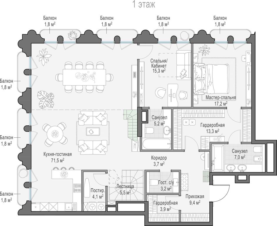 5-BD Apartment Sale, 227 sq. m. at Frunzenskaya naberezhnaya, Frunzenskaya Embankment, 30, Moscow, Russia #1