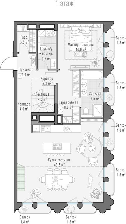 4-BD Apartment Sale, 149.6 sq. m. at Frunzenskaya naberezhnaya, Frunzenskaya Embankment, 30, Moscow, Russia #1