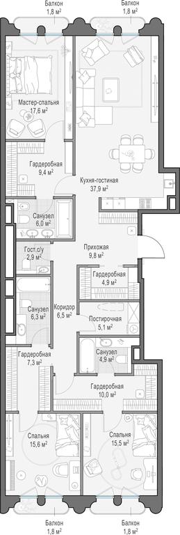 Продажа 2-комн. квартиры, 162,1 м² в ЖК «Клубный город-парк «Фрунзенская набережная»», Фрунзенская набережная, 30, Москва, Россия #1