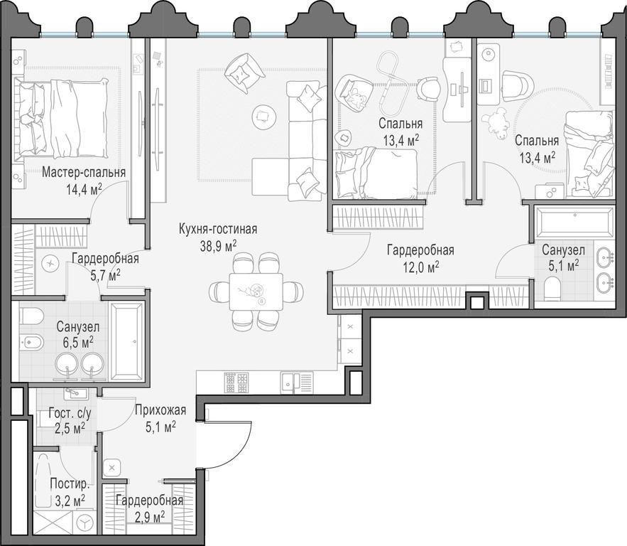Продажа 2-комн. квартиры, 123,3 м² в ЖК «Клубный город-парк «Фрунзенская набережная»», Фрунзенская набережная, 30, Москва, Россия #1