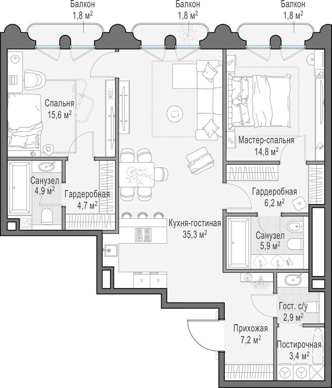 1-BD Apartment Sale, 102.3 sq. m. at Frunzenskaya naberezhnaya, Frunzenskaya Embankment, 30, Moscow, Russia #1 1-BD Apartment Sale, 102.3 sq. m. at Frunzenskaya naberezhnaya, Frunzenskaya Embankment, 30, Moscow, Russia #1