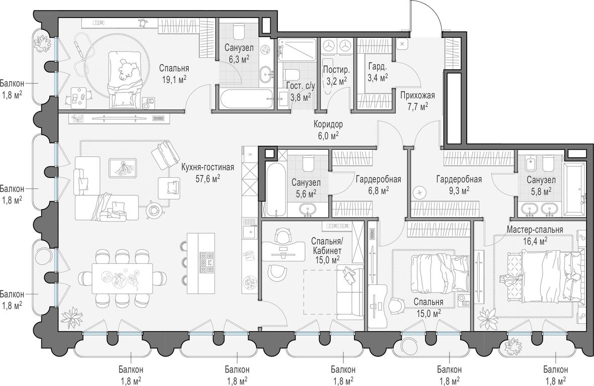 3-BD Apartment Sale, 184.3 sq. m. at Frunzenskaya naberezhnaya, Frunzenskaya Embankment, 30, Moscow, Russia #1 3-BD Apartment Sale, 184.3 sq. m. at Frunzenskaya naberezhnaya, Frunzenskaya Embankment, 30, Moscow, Russia #1