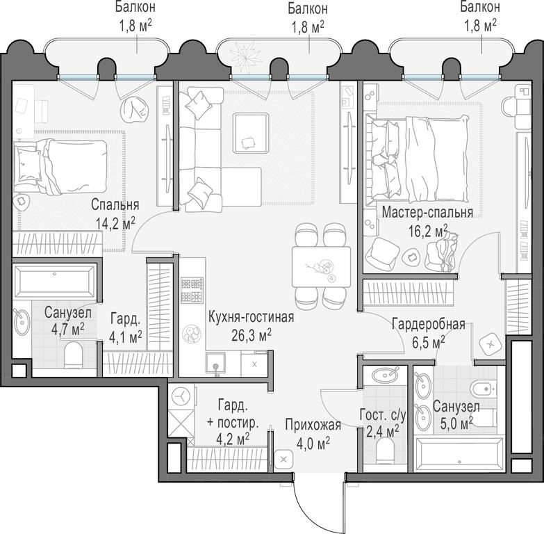 Продажа 1-комн. квартиры, 89,3 м² в ЖК «Клубный город-парк «Фрунзенская набережная»», Фрунзенская набережная, 30, Москва, Россия #1 Продажа 1-комн. квартиры, 89,3 м² в ЖК «Клубный город-парк «Фрунзенская набережная»», Фрунзенская набережная, 30, Москва, Россия #1