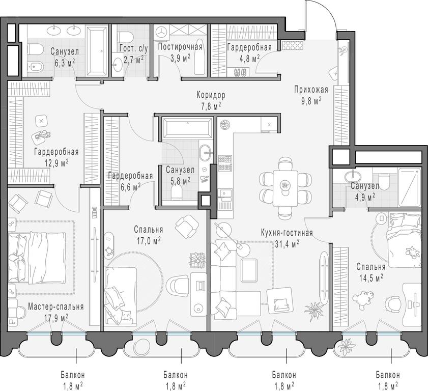 2-BD Apartment Sale, 148.2 sq. m. at Frunzenskaya naberezhnaya, Frunzenskaya Embankment, 30, Moscow, Russia #1 2-BD Apartment Sale, 148.2 sq. m. at Frunzenskaya naberezhnaya, Frunzenskaya Embankment, 30, Moscow, Russia #1