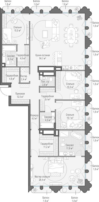 5-BD Apartment Sale, 202.4 sq. m. at Frunzenskaya naberezhnaya, Frunzenskaya Embankment, 30, Moscow, Russia #1 5-BD Apartment Sale, 202.4 sq. m. at Frunzenskaya naberezhnaya, Frunzenskaya Embankment, 30, Moscow, Russia #1