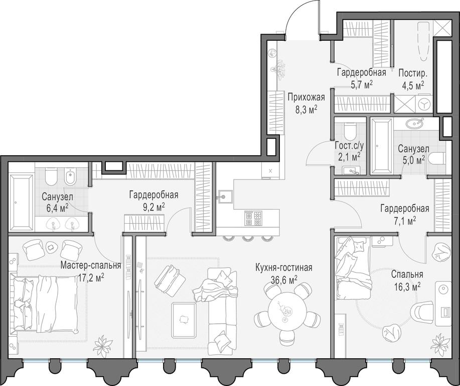 3-BD Apartment Sale, 118.6 sq. m. at Frunzenskaya naberezhnaya, Frunzenskaya Embankment, 30, Moscow, Russia #1