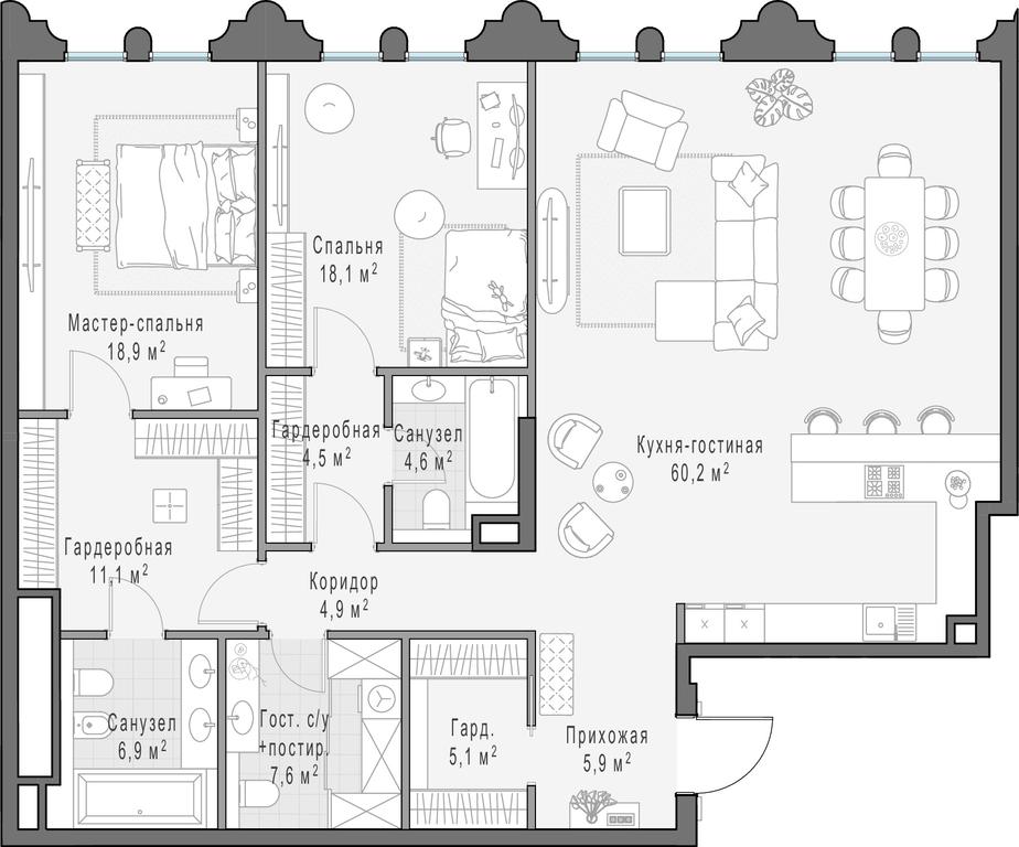 2-BD Apartment Sale, 145.4 sq. m. at Frunzenskaya naberezhnaya, Frunzenskaya Embankment, 30, Moscow, Russia #1