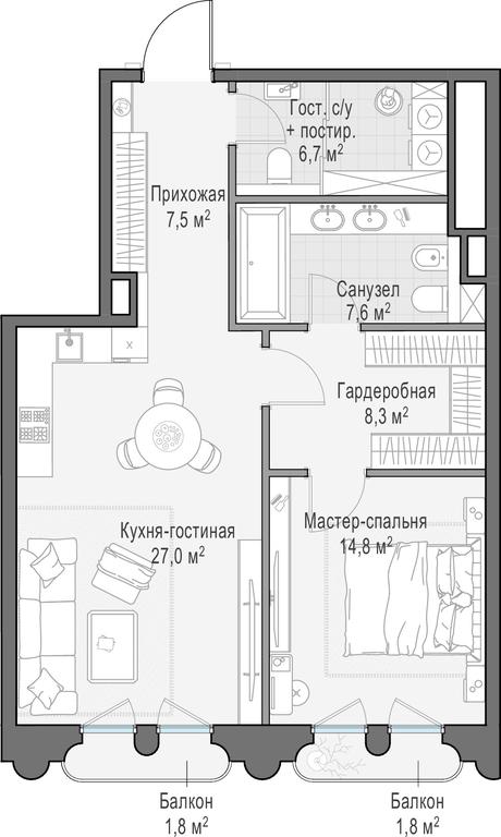 1-BD Apartment Sale, 73.1平方米 at Frunzenskaya naberezhnaya, Frunzenskaya Embankment, 30, Moscow, Russia #1 1-BD Apartment Sale, 73.1平方米 at Frunzenskaya naberezhnaya, Frunzenskaya Embankment, 30, Moscow, Russia #1