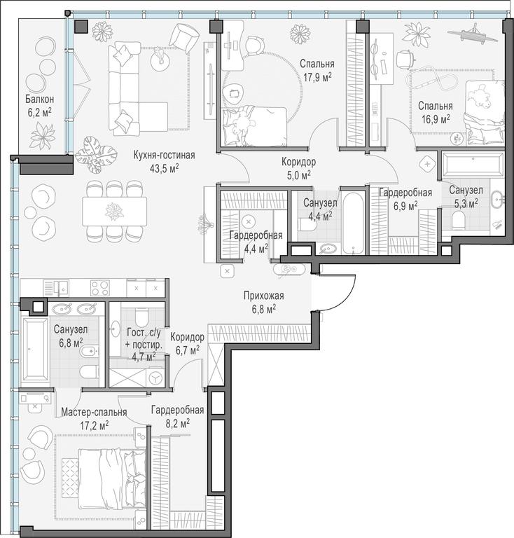 4-BD Apartment Sale, 157.6 sq. m. at Frunzenskaya naberezhnaya, Frunzenskaya Embankment, 30, Moscow, Russia #1 4-BD Apartment Sale, 157.6 sq. m. at Frunzenskaya naberezhnaya, Frunzenskaya Embankment, 30, Moscow, Russia #1