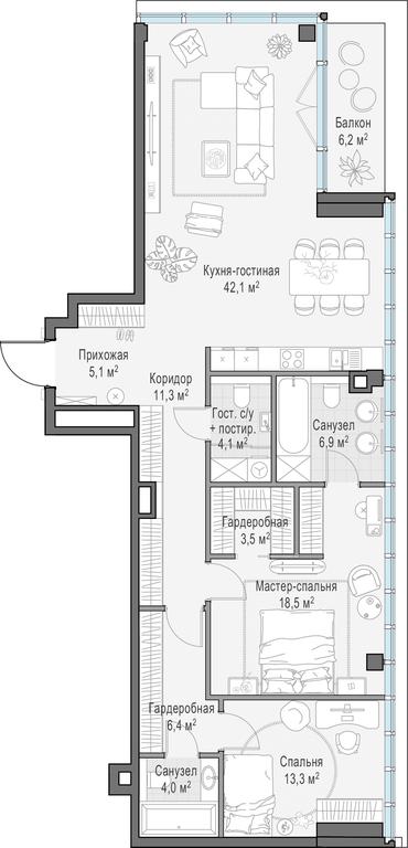 Продажа 1-комн. квартиры, 118,1 м² в ЖК «Клубный город-парк «Фрунзенская набережная»», Фрунзенская набережная, 30, Москва, Россия #1