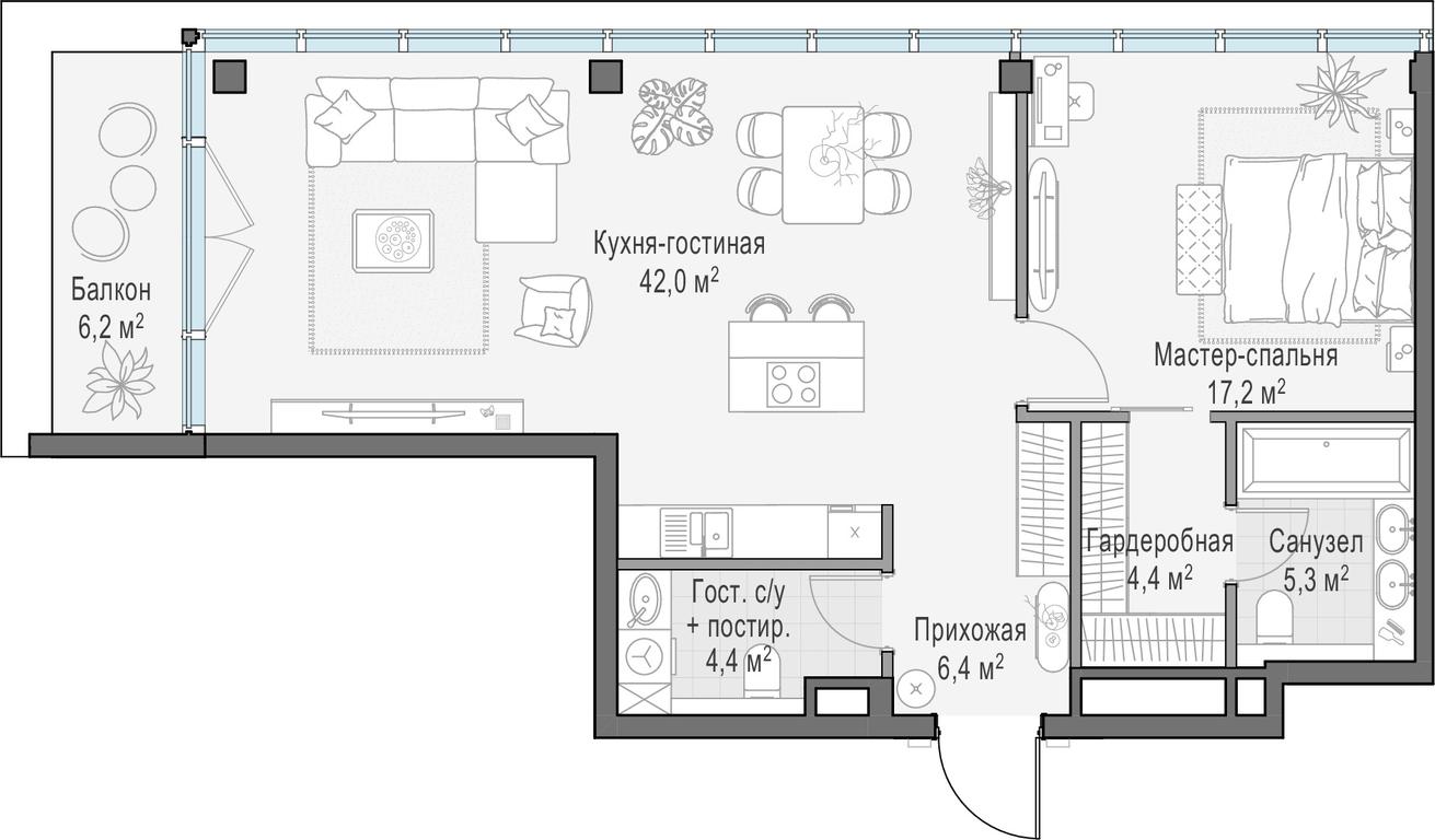 Продажа 1-комн. квартиры, 81,8 м² в ЖК «Клубный город-парк «Фрунзенская набережная»», Фрунзенская набережная, 30, Москва, Россия #1 Продажа 1-комн. квартиры, 81,8 м² в ЖК «Клубный город-парк «Фрунзенская набережная»», Фрунзенская набережная, 30, Москва, Россия #1
