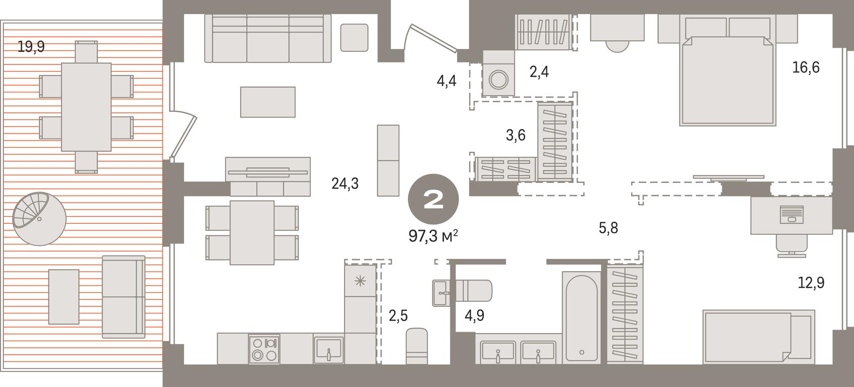 2-BD Apartment Sale, 98平方米 at Pervy kvartal, Kalinovaya ulitsa, derevnya Sapronovo, Leninskiy City District, Moscow Region, Russia #1