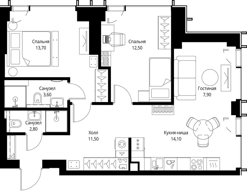 2-BD Apartment Sale, 66.1 sq. m. at VEER, Vereyskaya Street, Moscow, Russia #1 2-BD Apartment Sale, 66.1 sq. m. at VEER, Vereyskaya Street, Moscow, Russia #1