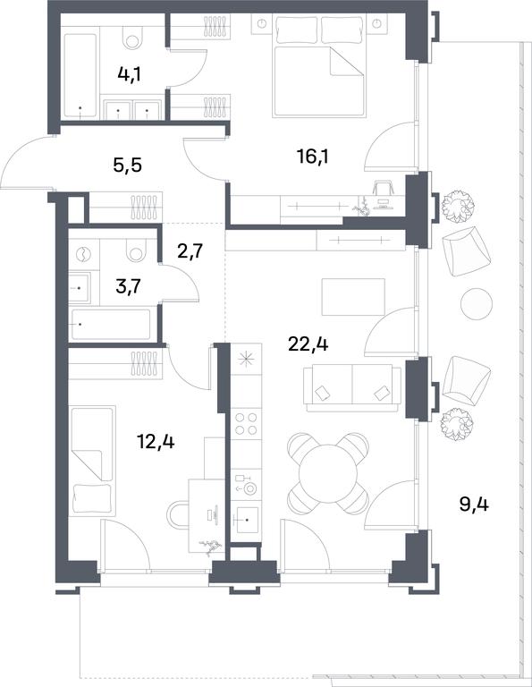 2-BD Apartment Sale, 76.3 sq. m. at Portland, Yuzhnoportovaya Street, 42с5, Moscow, Russia #2 2-BD Apartment Sale, 76.3 sq. m. at Portland, Yuzhnoportovaya Street, 42с5, Moscow, Russia #2