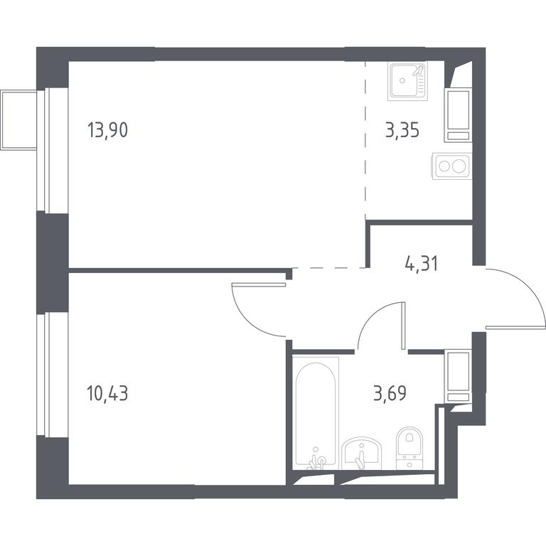 Продажа квартиры, 35,6 м² в ЖК «Пригород Лесное», Молодёжный бульвар, 6, деревня Мисайлово, Ленинский городской округ, Московская область, Россия #1