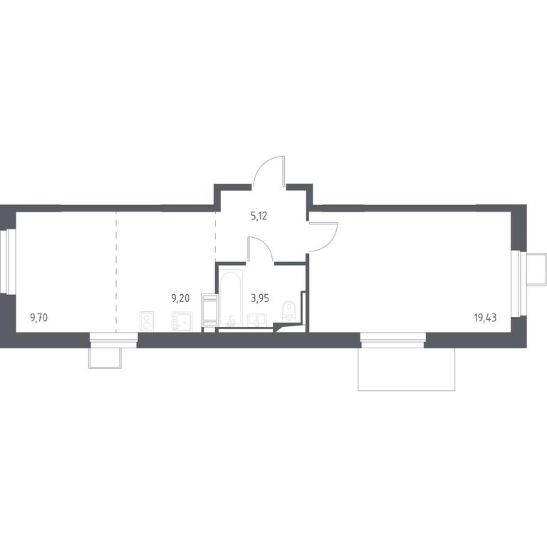 Apartment Sale, 47.2 sq. m. at Prigorod Lesnoe, Molodyozhny bulvar, 6, derevnya Misaylovo, Leninskiy City District, Moscow Region, Russia #1