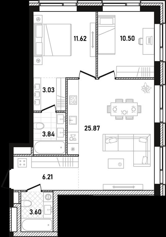 2-BD Apartment Sale, 64.67平方米 at Republic, Presnensky Val Street, 27с1, Moscow, Russia #1 2-BD Apartment Sale, 64.67平方米 at Republic, Presnensky Val Street, 27с1, Moscow, Russia #1