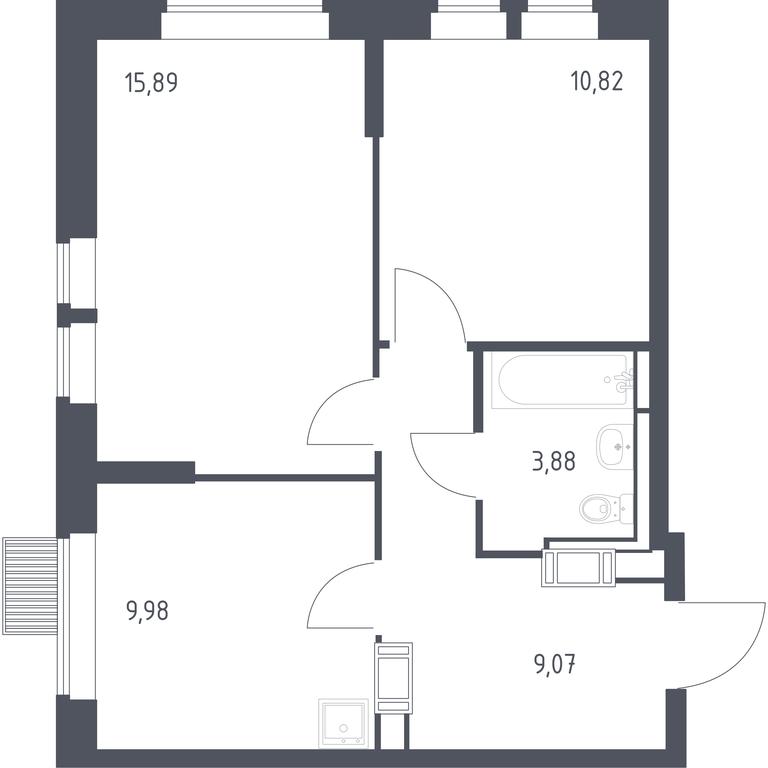 1-BD Apartment Sale, 49.64 sq. m. at Bolshoe Putilkovo, Prostornaya ulitsa, 1, Putilkovo Village, Krasnogorsk City District, Moscow Region, Russia #1