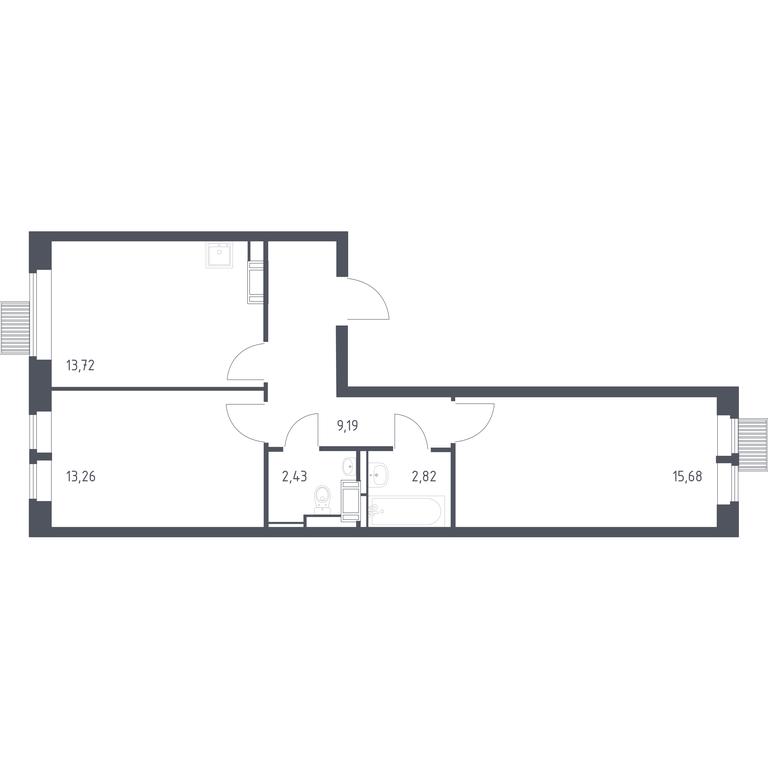 1-BD Apartment Sale, 57.1 sq. m. at Bolshoe Putilkovo, Prostornaya ulitsa, 1, Putilkovo Village, Krasnogorsk City District, Moscow Region, Russia #1