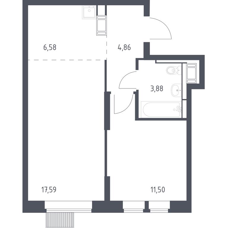 Apartment Sale, 44.41 sq. m. at Bolshoe Putilkovo, Prostornaya ulitsa, 1, Putilkovo Village, Krasnogorsk City District, Moscow Region, Russia #1