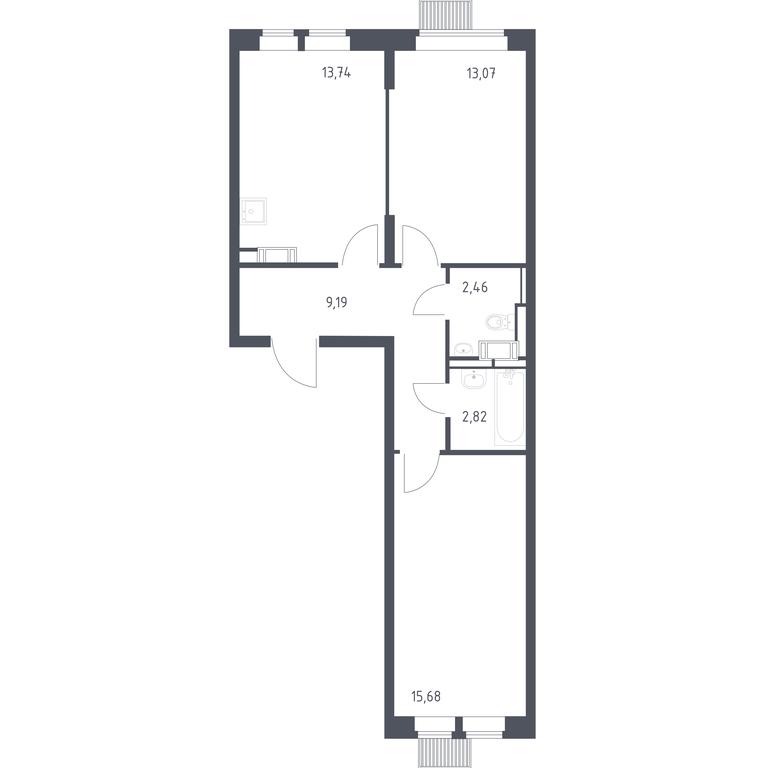 1-BD Apartment Sale, 56.96 sq. m. at Bolshoe Putilkovo, Prostornaya ulitsa, 1, Putilkovo Village, Krasnogorsk City District, Moscow Region, Russia #1