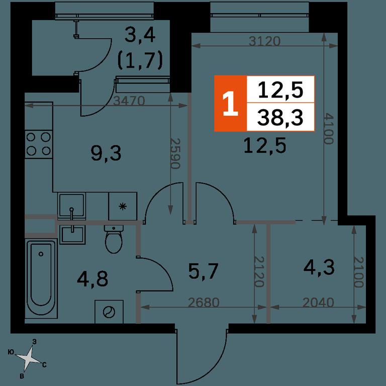 1-BD Apartment Sale, 38.3 sq. m. at Sky Garden, Stroitelny Drive, 9с6, Moscow, Russia #2 1-BD Apartment Sale, 38.3 sq. m. at Sky Garden, Stroitelny Drive, 9с6, Moscow, Russia #2