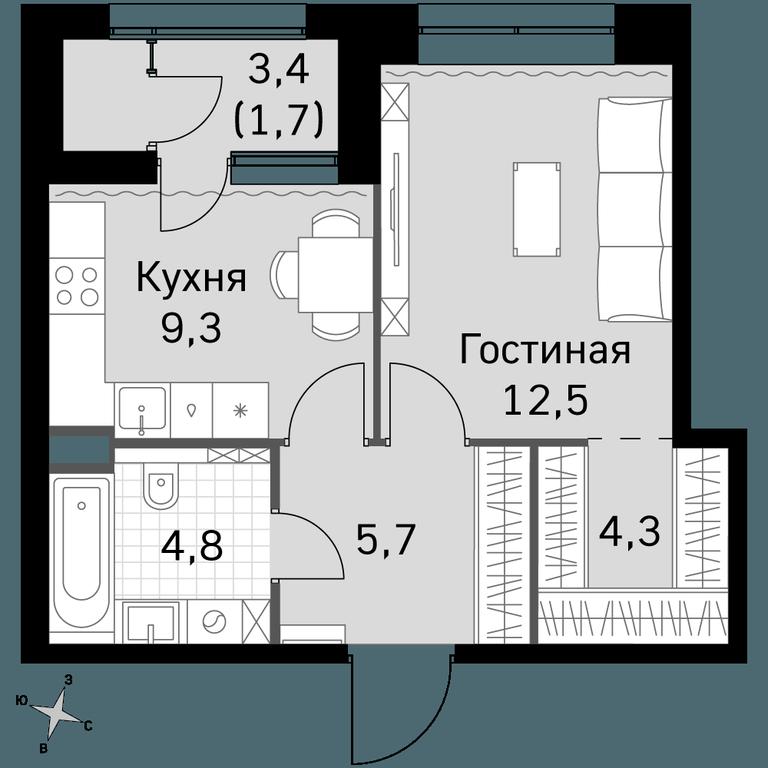 1-BD Apartment Sale, 38.3 sq. m. at Sky Garden, Stroitelny Drive, 9с6, Moscow, Russia #1 1-BD Apartment Sale, 38.3 sq. m. at Sky Garden, Stroitelny Drive, 9с6, Moscow, Russia #1