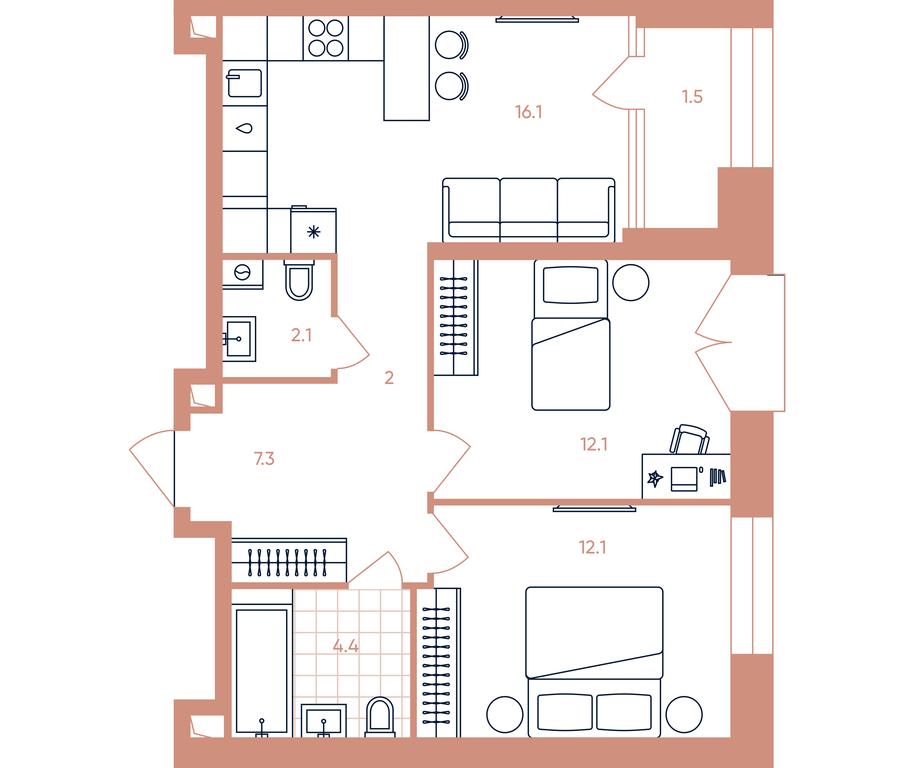 Продажа 2-комн. квартиры, 57,6 м² в ЖК «Эра (Era)», Дербеневская улица, Москва, Россия #1 Продажа 2-комн. квартиры, 57,6 м² в ЖК «Эра (Era)», Дербеневская улица, Москва, Россия #1