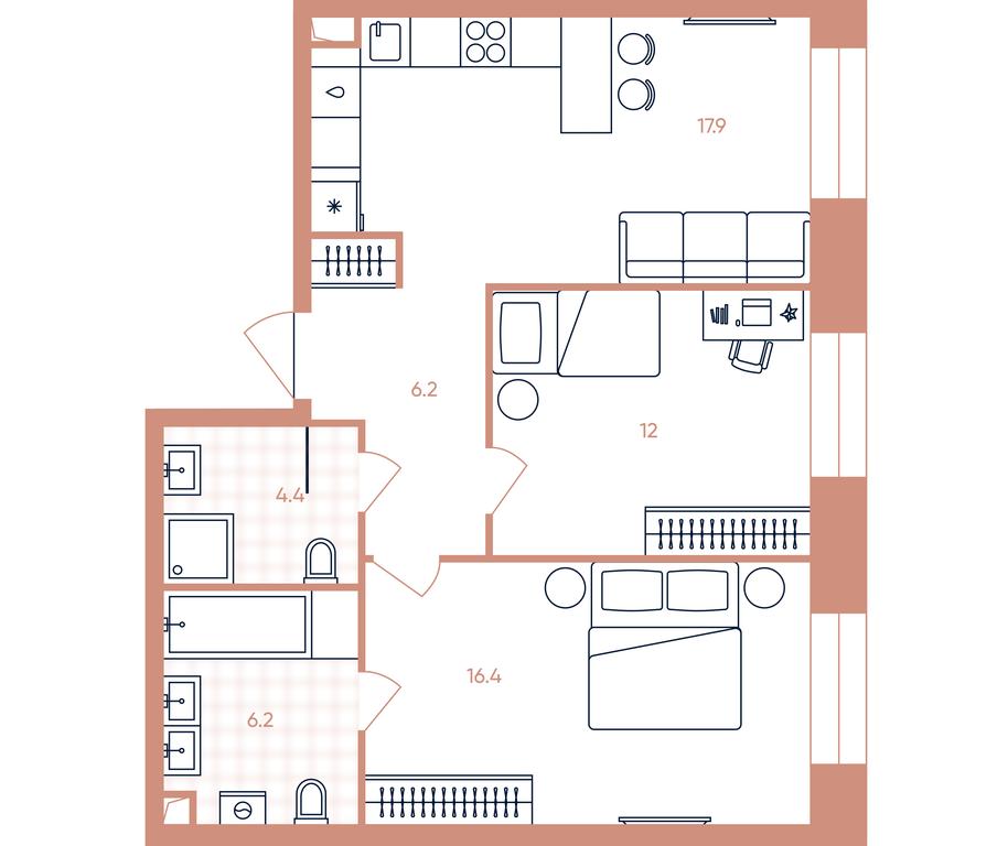 2-BD Apartment Sale, 63.1平方米 at Era, Derbenevskaya Street, Moscow, Russia #1 2-BD Apartment Sale, 63.1平方米 at Era, Derbenevskaya Street, Moscow, Russia #1