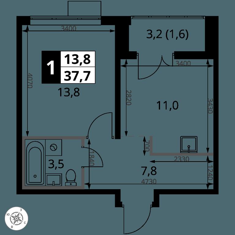 1-BD Apartment Sale, 37.7 sq. m. at 1-y Salarevskiy, Kiyevskoye Highway, Moskovskiy Settlement, Moscow, Russia #2
