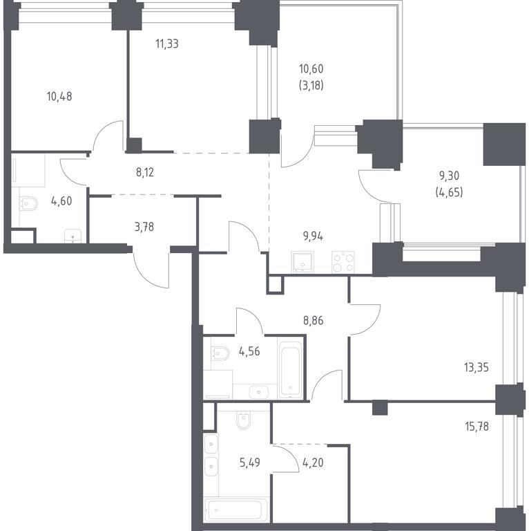 2-BD Apartment Sale, 108.32 sq. m. at Nova, Bratyev Fonchenko Street, вл21, Moscow, Russia #1 2-BD Apartment Sale, 108.32 sq. m. at Nova, Bratyev Fonchenko Street, вл21, Moscow, Russia #1