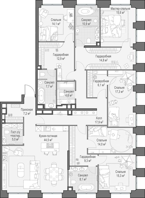 4-BD Apartment Sale, 226.4 sq. m. at Life Time, Sergeya Makeyeva Street, вл11/9с1-10, Moscow, Russia #1 4-BD Apartment Sale, 226.4 sq. m. at Life Time, Sergeya Makeyeva Street, вл11/9с1-10, Moscow, Russia #1