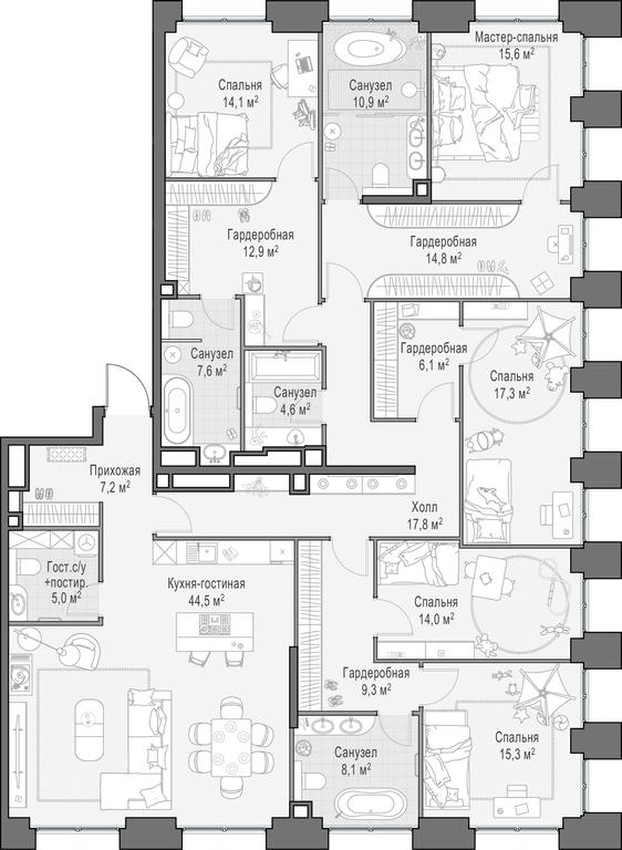 4-BD Apartment Sale, 225.7 sq. m. at Life Time, Sergeya Makeyeva Street, вл11/9с1-10, Moscow, Russia #1 4-BD Apartment Sale, 225.7 sq. m. at Life Time, Sergeya Makeyeva Street, вл11/9с1-10, Moscow, Russia #1