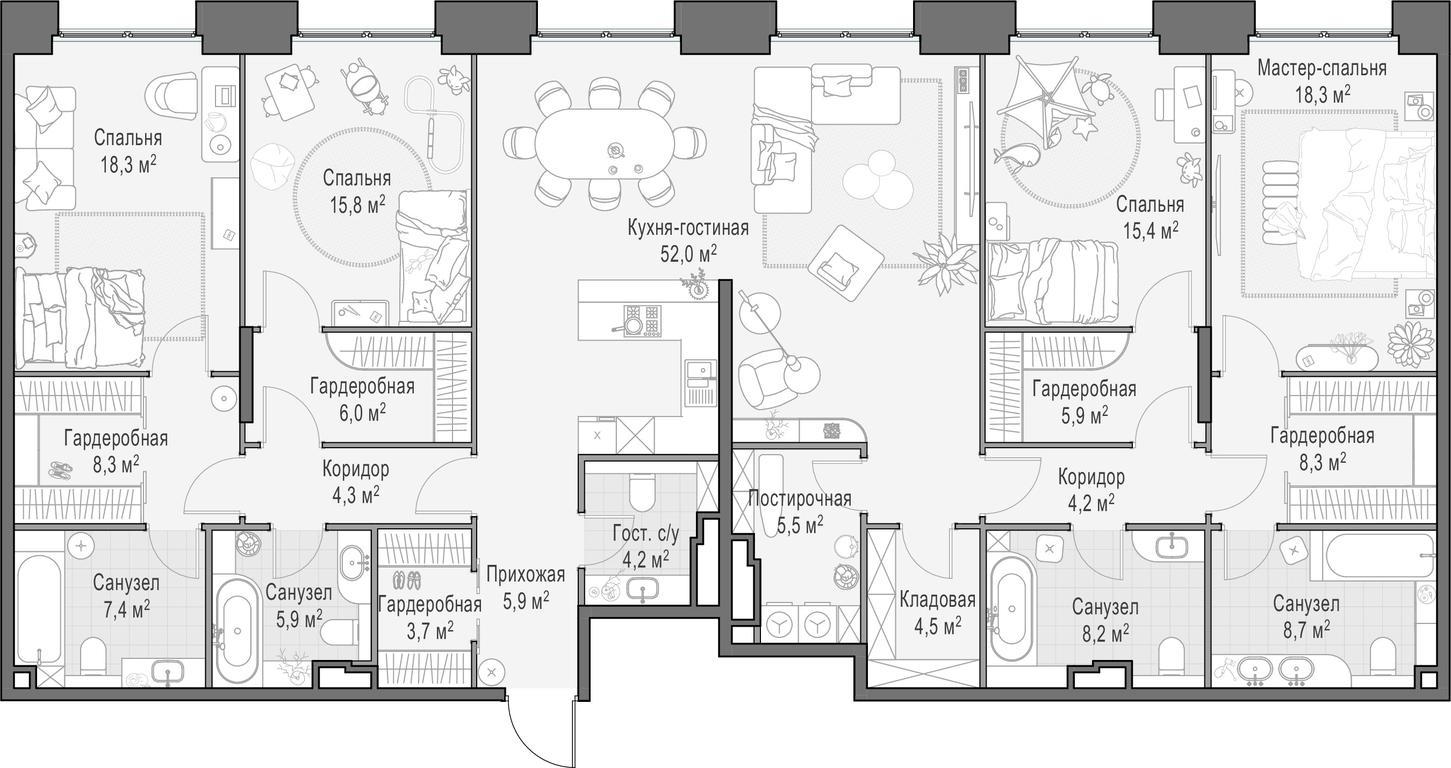 3-BD Apartment Sale, 212.4 sq. m. at Life Time, Sergeya Makeyeva Street, вл11/9с1-10, Moscow, Russia #1