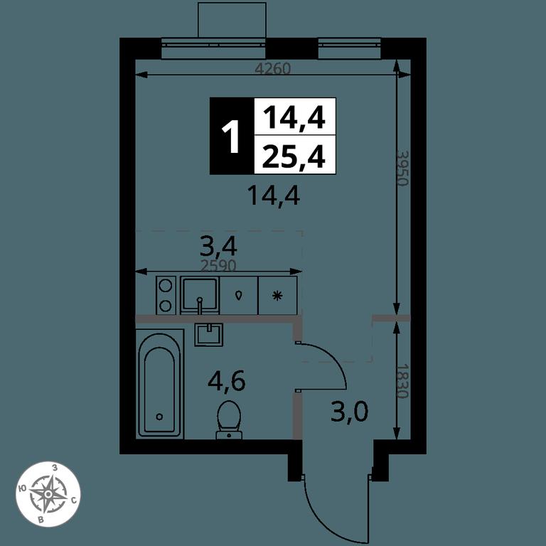 Apartment Sale, 25.4 sq. m. at 1 Yasenevskij, Kvartal № 24, Mosrentgen Settlement, Moscow, Russia #1 Apartment Sale, 25.4 sq. m. at 1 Yasenevskij, Kvartal № 24, Mosrentgen Settlement, Moscow, Russia #1