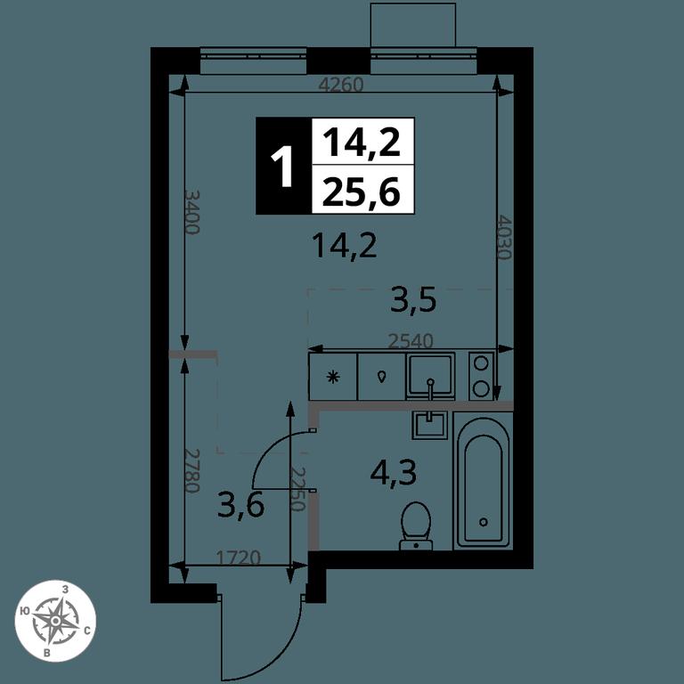 Apartment Sale, 25.6 sq. m. at 1 Yasenevskij, Kvartal № 24, Mosrentgen Settlement, Moscow, Russia #1