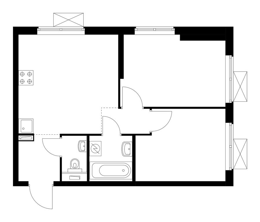 2-BD Apartment Sale, 44.7平方米 at Pervyi Dubrovskiy, Novoostapovskaya Street, 1с4, Moscow, Russia #1