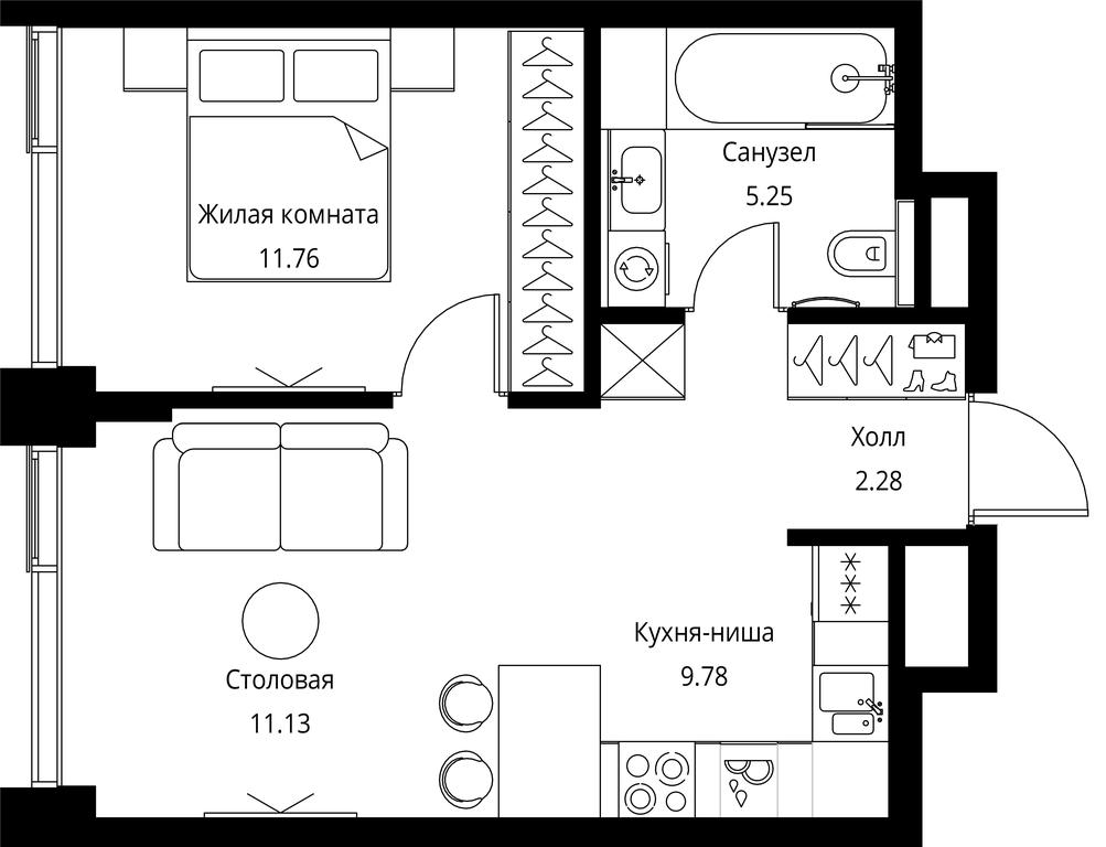 1-BD Apartment Sale, 40.2平方米 at City Bay, Volokolamskoye Highway, 95с3, Moscow, Russia #1