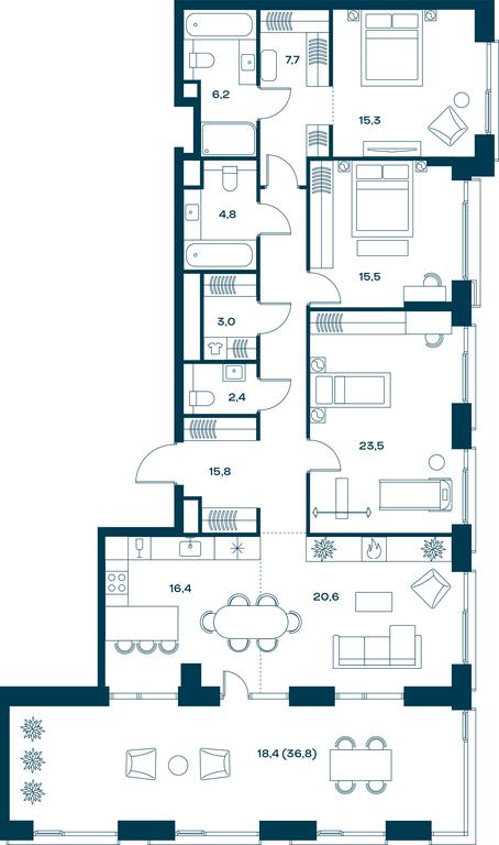 Продажа 3-комн. квартиры, 149,6 м² в ЖК «Соул (Soul)», Часовая улица, 28, Москва, Россия #1