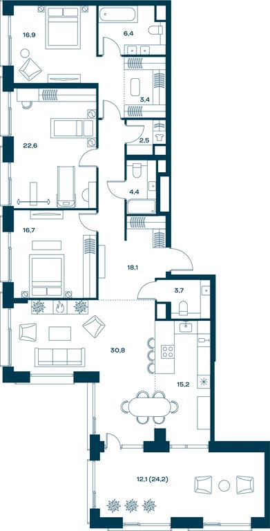 3-BD Apartment Sale, 152.8平方米 at Soul, Chasovaya Street, 28, Moscow, Russia #1