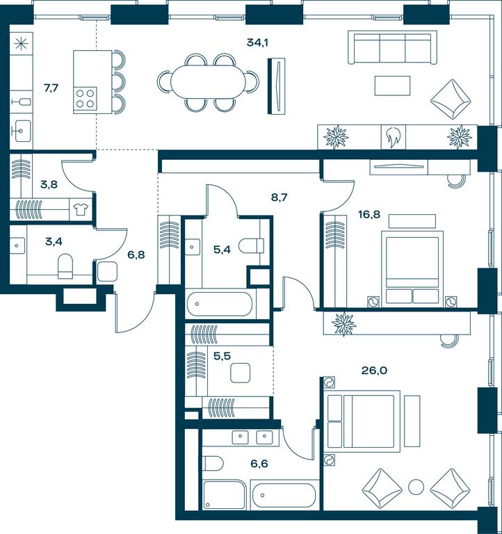 2-BD Apartment Sale, 124.8平方米 at Soul, Chasovaya Street, 28, Moscow, Russia #1 2-BD Apartment Sale, 124.8平方米 at Soul, Chasovaya Street, 28, Moscow, Russia #1