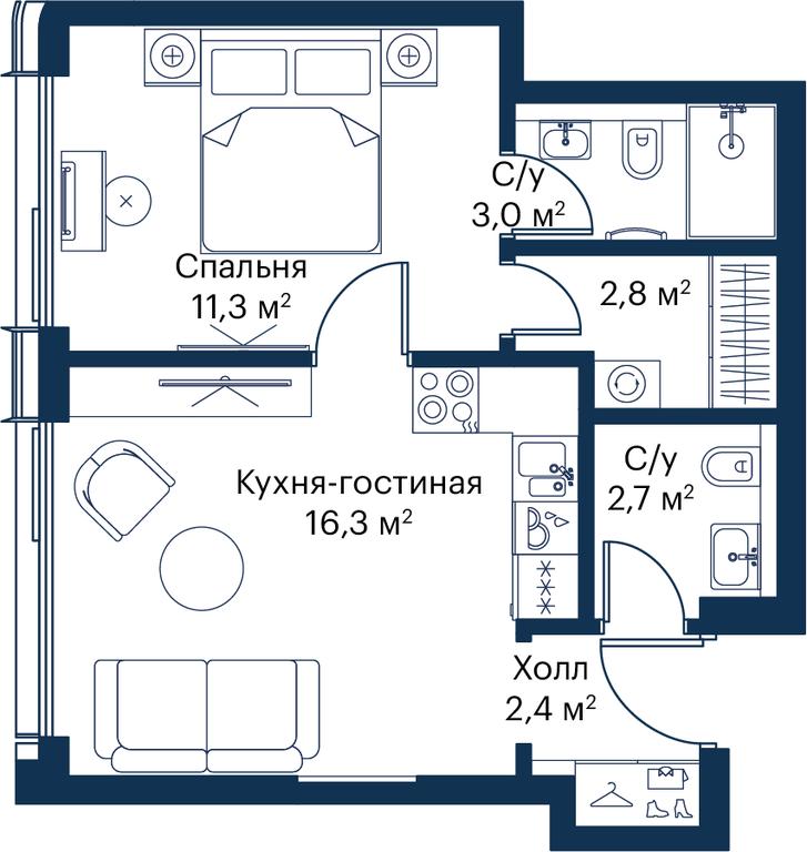 1-BD Apartment Sale, 38.38 sq. m. at City Bay, Volokolamskoye Highway, 95с3, Moscow, Russia #2 1-BD Apartment Sale, 38.38 sq. m. at City Bay, Volokolamskoye Highway, 95с3, Moscow, Russia #2