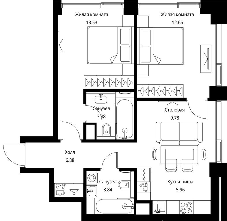 2-BD Apartment Sale, 56.52 sq. m. at City Bay, Volokolamskoye Highway, 95с3, Moscow, Russia #1 2-BD Apartment Sale, 56.52 sq. m. at City Bay, Volokolamskoye Highway, 95с3, Moscow, Russia #1