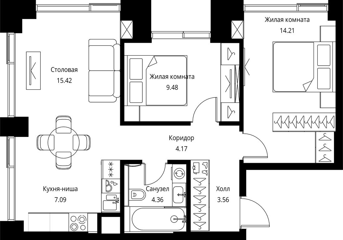 2-BD Apartment Sale, 58.29 sq. m. at City Bay, Volokolamskoye Highway, 95с3, Moscow, Russia #1 2-BD Apartment Sale, 58.29 sq. m. at City Bay, Volokolamskoye Highway, 95с3, Moscow, Russia #1