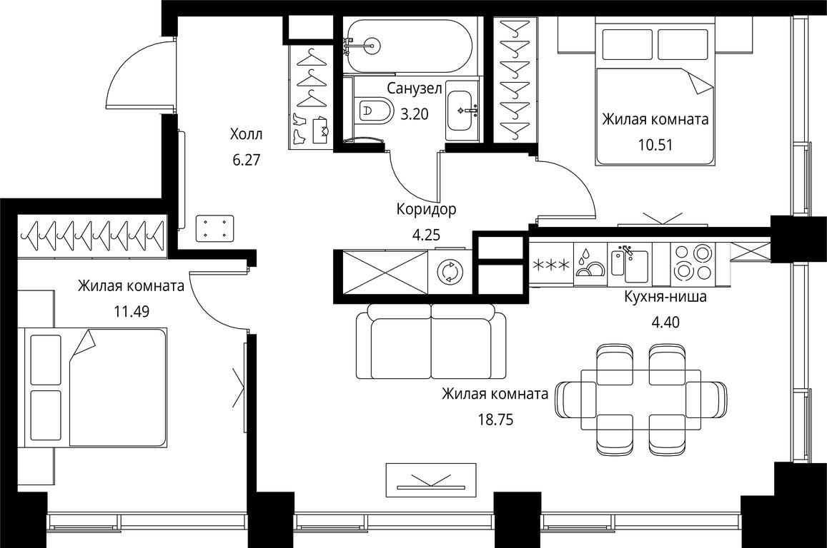 2-BD Apartment Sale, 58.87 sq. m. at City Bay, Volokolamskoye Highway, 95с3, Moscow, Russia #1 2-BD Apartment Sale, 58.87 sq. m. at City Bay, Volokolamskoye Highway, 95с3, Moscow, Russia #1